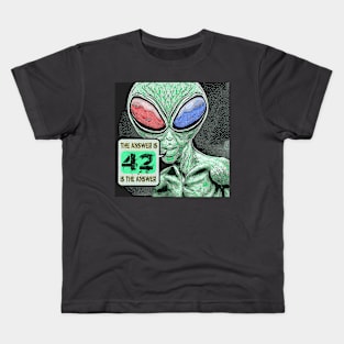 Alien Hitchhikers Humor 42 Joke Kids T-Shirt